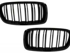 Centrale nyregriller velegnet til BMW 3 Series F30 F31 (2011-2019) Dobbeltstribe M-design i klaversort.