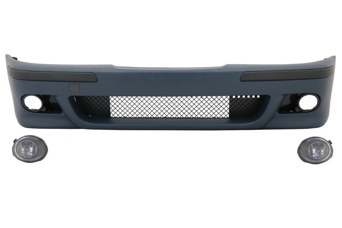 Frontskørter med tågeforlygter i klart krom, egnet til BMW 5-serie E39 (1995-2003) M5-look.