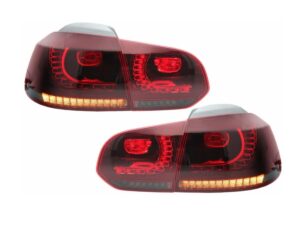 Baglygter Fuldt LED egnet til VW Golf 6 VI (2008-2013) R20 Design Røget Rød Blinklys Statisk
