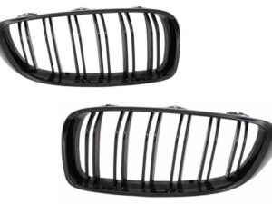 Centrale nyregriller egnet til BMW 4 Series F32 F33 F36 (2013-03.2019) Dobbeltstribe M-design i klaversort.