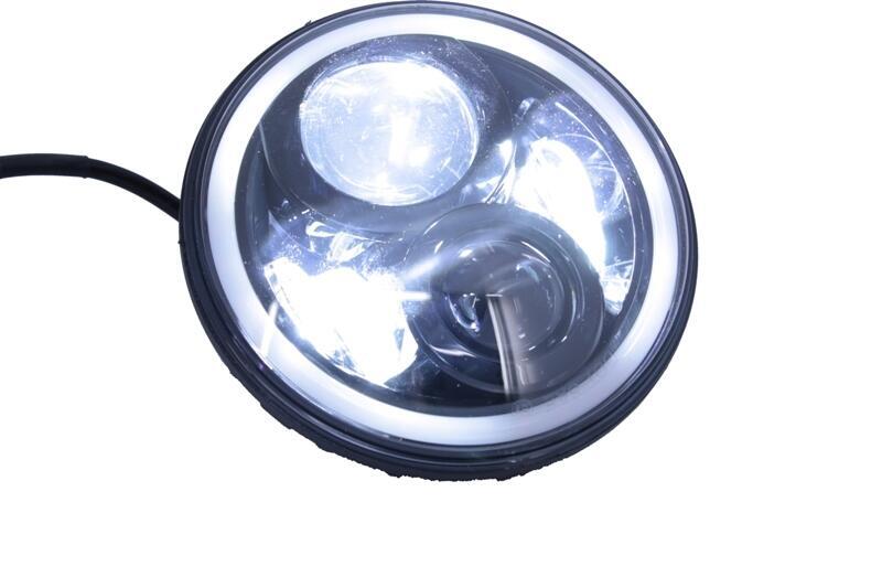 7 tommer CREE LED forlygter med amber halo DRL, velegnet til Jeep Wrangler JK TJ LJ, Land Rover Defender og Mercedes W463, sort. - Billede 3