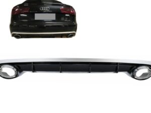 Bageste kofanger valance diffuser og udstødningsspidser, der passer til Audi A6 4G C7 Facelift (2015-2018) RS6 design.