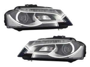 LED DRL-forlygter til Audi A3 8P 8P1 8PA (2009-2012) Facelift Design med dagskørelys i sort