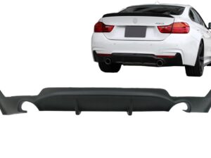 Bageste kofanger diffuser egnet til BMW 4-serie F32 F33 F36 (2013-) Coupe Cabrio M Performance Design med dobbelt enkeltudgang.