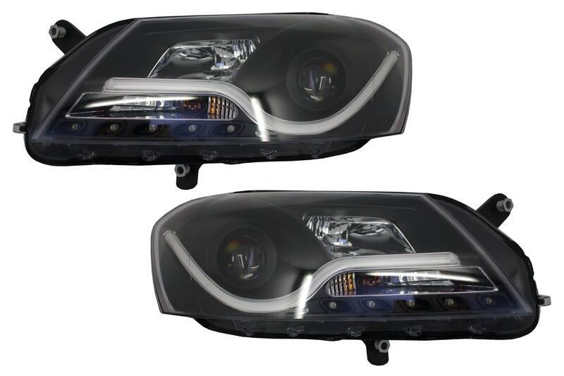 LED DRL forlygter med lysbar, egnet til VW Passat B7 (10.2010-10.2014) i sort.