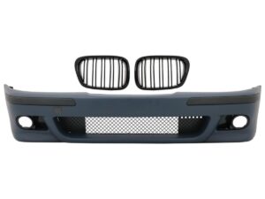 Frontskørt egnet til BMW 5 Serie E39 (1995-2003) M5 Look med central gitter og dobbeltstribe i piano sort.