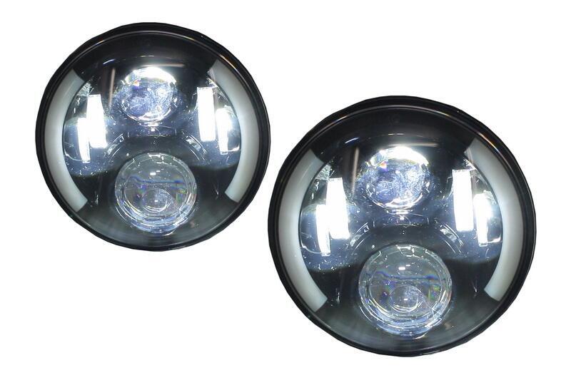 7 tommer CREE LED forlygter velegnet til Jeep Wrangler JK (2007-2017), Mercedes G-Class W463 (1989-2017) og Land Rover Defender Half Halo Sort - Billede 3