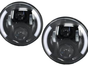 7 tommer CREE LED forlygter velegnet til Jeep Wrangler JK (2007-2017), Mercedes G-Class W463 (1989-2017) og Land Rover Defender Half Halo Sort