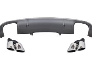 Bageste kofanger diffuser med udstødningsdæmper tips og bagrør, egnet til Audi A4 B9 8W Sedan Avant S-line (2016-2018) S4 design.