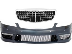 Frontskørter egnet til Mercedes S-Class W221 (2005-2012) med enkelt ramme frontgrill S63 S65 design.