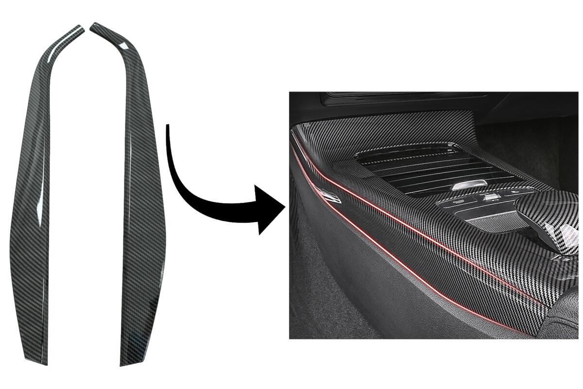 Centerkonsolpanel side dekorativ trimdæksel egnet til Mercedes A-Klasse W177 V177 (2018-og frem) i carbon.