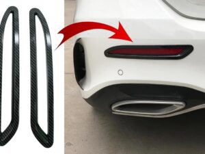 Bageste kofanger reflektor ramme trim dæksticker klistermærker passende til Mercedes A-Klasse V177 Sedan AMG Line (2018-og frem) Carbon