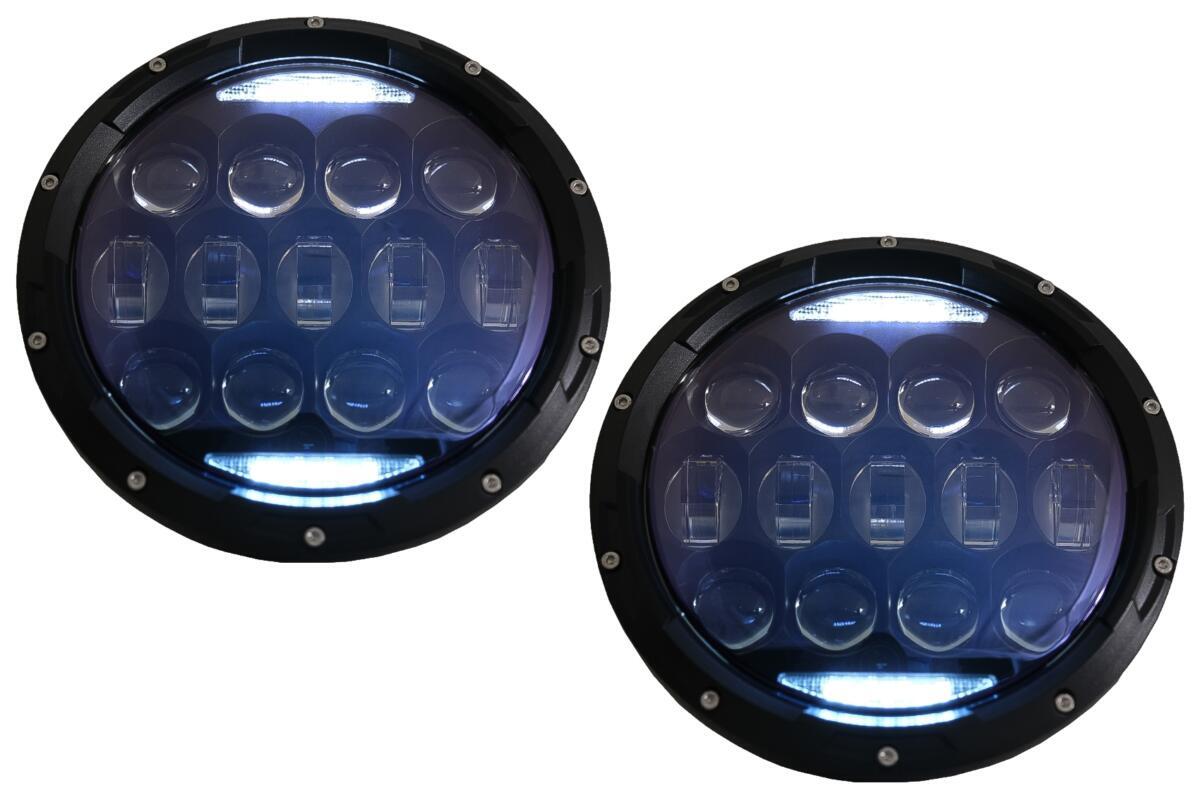 7 tommer CREE LED forlygter med amber halo DRL, egnet til Jeep Wrangler TJ & JK (1997-2018)