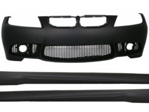 Frontskørt egnet til BMW 3-serie E90 Sedan E91 Touring (2004-2008) med sideskørter Non LCI M3 design uden tågeforlygter.