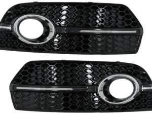 Tågelampe dæksler sidegitter passende til Audi Q5 SUV 8R (2008-2011) RS design i klaversort med krom.
