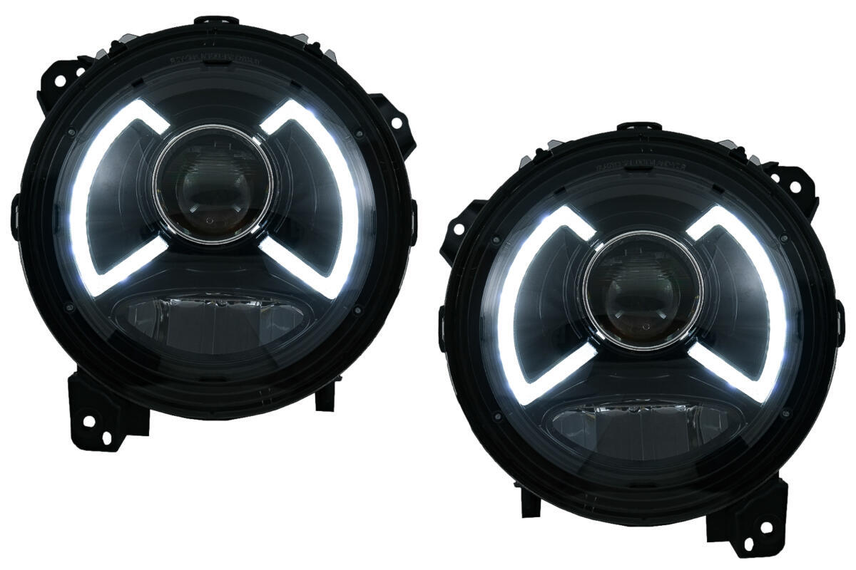 Fuldt LED-forlygter velegnet til Jeep Wrangler IV JL/JLU (2018-og frem) lysbar.