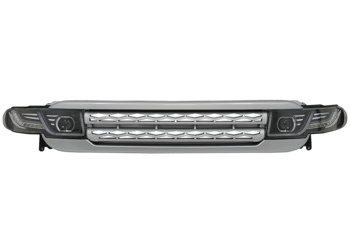 Frontgrill med LED-forlygter i Bi-Xenon-look, egnet til Toyota FJ Cruiser XJ10 (2007-2015) med dynamisk blinklys.