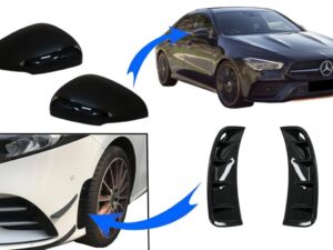 Spejlcover med sideventiler til frontbumper, egnet til Mercedes A-Class W177 (05.2018-2022) V177 (09.2018-2022) Night Package Look
