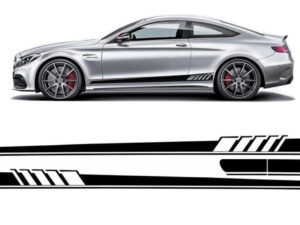 Side Decals Klistermærker Vinyl egnet til Mercedes C-Class C205 Coupe A205 Cabriolet (2014-og frem) C63 Design Piano Black