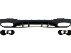 Bageste kofanger valance diffuser egnet til Mercedes A-Class W177 hatchback (2018-nu) krom udstødningsmuffler tips