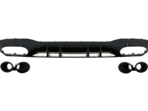 Bageste kofanger valance diffuser egnet til Mercedes A-Class V177 Sedan (2018-og frem) Sort udstødning
