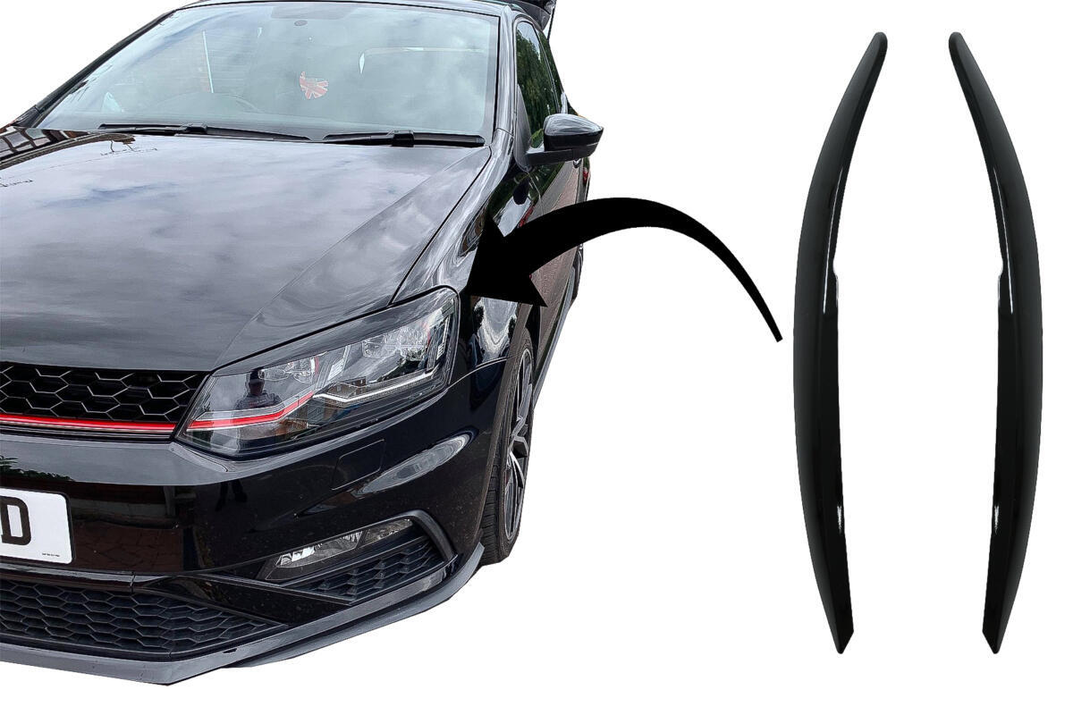 Forlygter Øjenbryn passende til VW Polo 6R 6C (2009-2017) Piano Sort