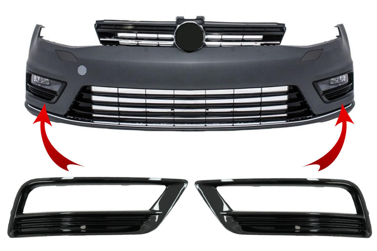 Sidegitter til frontbumper, der passer til VW Golf VII 7 (2013-2017) R-Line design i piano sort.