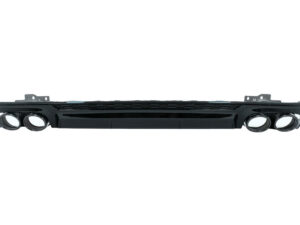 Bageste kofanger valance diffuser med udstødningsspidser, der passer til Audi A6 C8 4K Avant Sedan (2018-og frem) S6 design i piano sort.