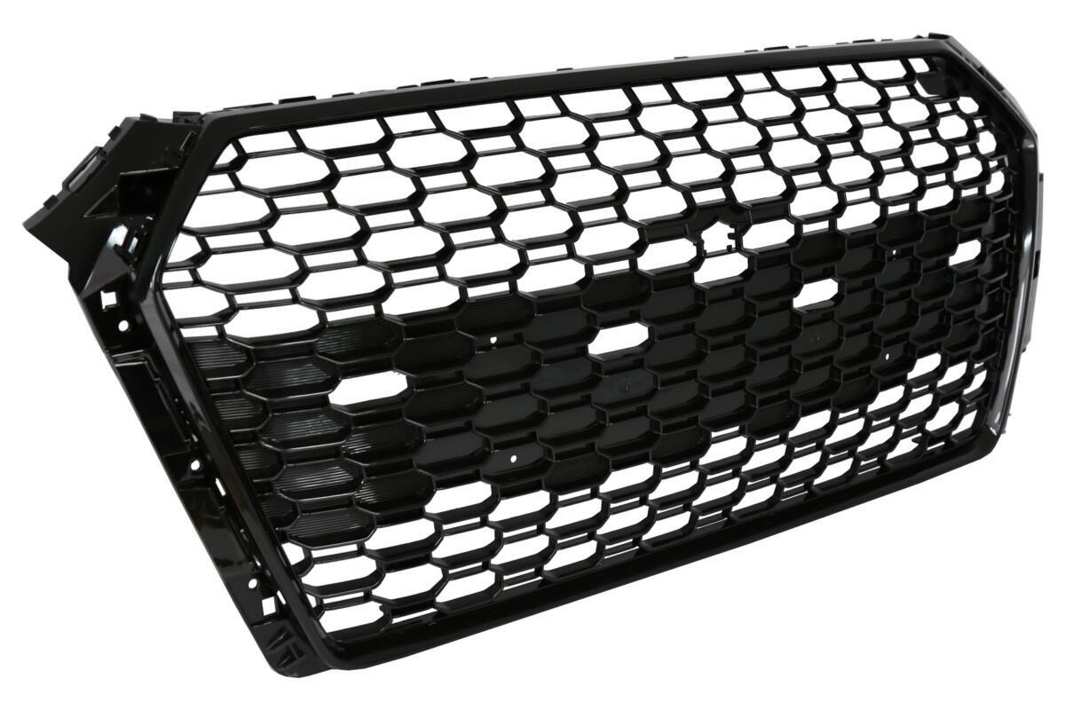 Badgefri frontgrill egnet til Audi A4 B9 8W (2016-2018) Sedan Avant RS Design i piano sort - Billede 2