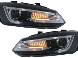 Forlygter til VW Polo MK5 6R 6C 61 (2011-2017) LED Lysbar Devil Eye Look RHD