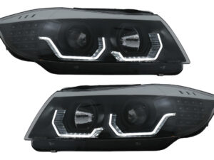 3D LED Angel Eyes Forlygter egnet til BMW 3 Serie E90 Limousine E91 Touring (03.2005-08.2008) LHD Sort