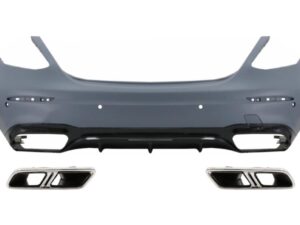 Bageste kofanger med udstødningsdæmper tips, der passer til Mercedes E-Class W213 (2016-2019) E63 design.