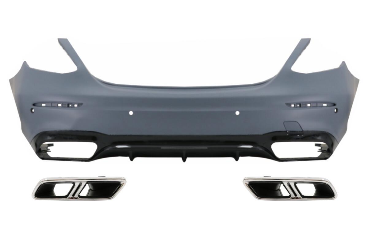 Bageste kofanger med udstødningsdæmper tips, der passer til Mercedes E-Class W213 (2016-2019) E63 design.