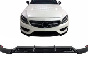Frontspoilerlæbe egnet til Mercedes C-Klasse W205 Sedan S205 T-Modell A205 Cabriolet C205 Coupe (2014-2019) Sport Line Klaver Sort