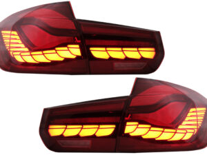 OLED baglygter konvertering til M4 design, egnet til BMW 3 Series F30 Pre LCI & LCI (2011-2019) F35 F80, rød klar med dynamisk sekventiel blinklys.
