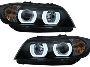 U-LED 3D Forlygter Halogen egnet til BMW 3 Serie E90 Limousine E91 Touring (03.2005-08.2008) LHD Sort