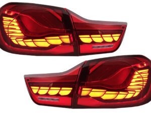 OLED baglygter egnet til BMW 4 Serie F32 F33 F36 M4 F82 F83 (2013-03.2019) Rød klar med dynamisk sekventiel blinklys.