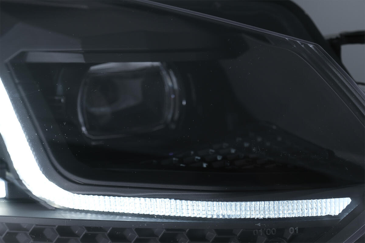 LED-forlygter velegnet til VW Golf 6 (2008-2013) med Facelift G7.5 Look, sorte, flydende dynamiske sekventielle blinklys, venstrestyret. - Billede 3