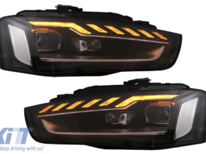 Fuldt LED-forlygter egnet til Audi A4 B8.5 Facelift (2012-2015) Dynamisk sekventiel blinklys sort A4 B9.5 design