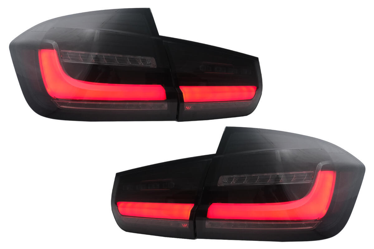 LED BAR baglygter velegnede til BMW 3 Series F30 Pre LCI & LCI (2011-2019) Sort røg med dynamisk sekventiel blinklys.