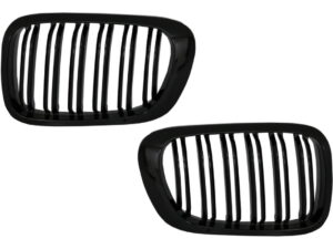 Centrale nyregriller egnet til BMW 3-serie E46 Coupe Cabrio 2 døre uden facelift (1999-2002) Dobbeltstribet M-design i klaversort.