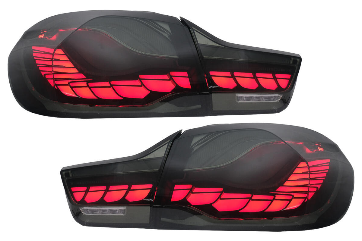 OLED baglygter egnet til BMW 4-serie F32 F33 F36 M4 F82 F83 (2013-03.2019) Røget rød med dynamisk sekventiel blinklys.