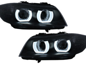 3D Angel Eyes LED DRL Xenon Forlygter velegnet til BMW 3 Serie E90 E91 LCI (2008-2011) Sort