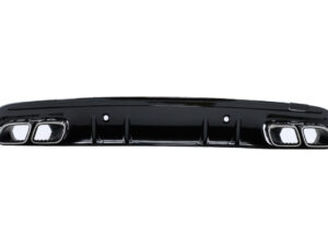 Bageste kofanger diffuser egnet til Mercedes C-Class W205 S205 (2014-2020) C63S design med sølvspidser. Kun til Sport Line.