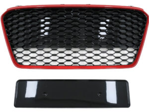 Frontgrill egnet til Audi R8 42 1. generation facelift (2013-2015) RS-design blank sort rød