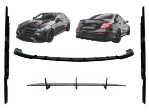 Aero Body Kit Front Bumper Lip Diffuser og Side Skirts Extensions egnet til Mercedes E-Class E63 W213 S213 (2016-2019) Piano Black