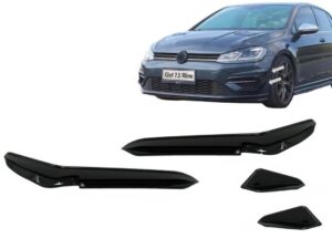 Frontskørts sidefinner flapper egnet til VW Golf 7.5 5G R Hatchback (2017-2020) i klaversort.