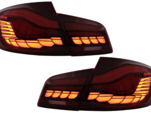 OLED baglygter velegnede til BMW 5 Series F10 (2011-2017) Rød Klar med dynamisk sekventiel blinklys.