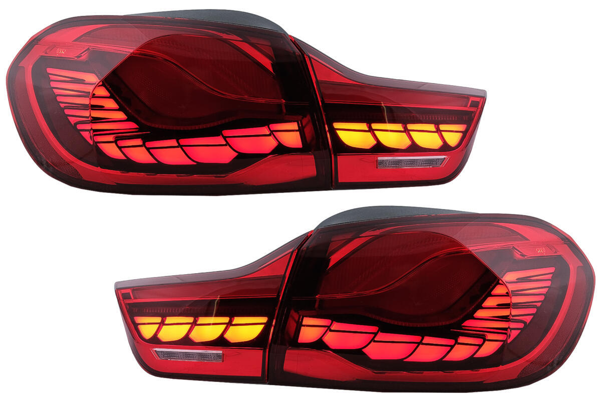 OLED baglygter velegnet til BMW 4 Series F32 F33 F36 M4 F82 F83 (2013-03.2019) Røde med dynamisk sekventiel blinklys.