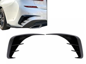 Bageste kofangerflapper sidefinne flics egnet til BMW 3 Series G20 G21 G28 M-Sport (2018-nu) i piano sort.